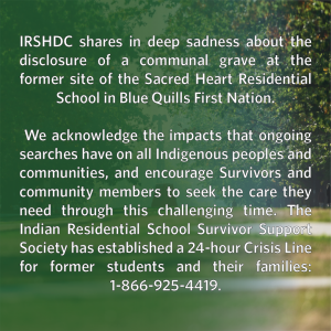 Statement Regarding the Blue Quills First Nation Research Findings at the Site of the Former Sacred Heart Residential School